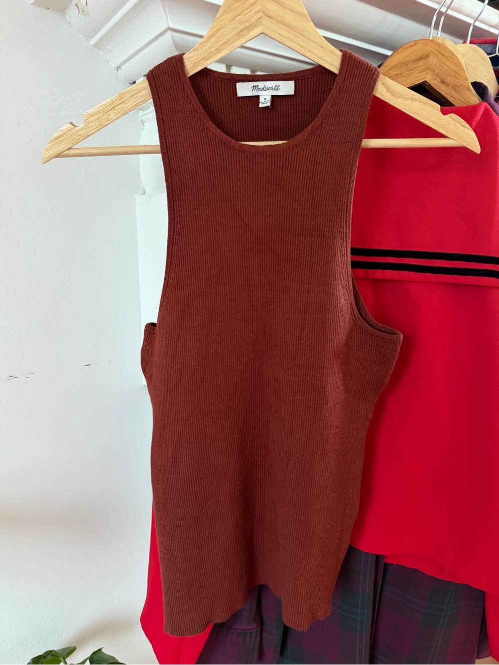 Madewell Ribbed Knit Sleeveless Tank Top - Brown